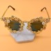 New Baroque Retro Hollow Carving Butterfly Sunglasses for Beach Outing, Dazzling Sunglasses