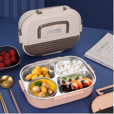 Microwaveable portable 304 stainless steel heat preservation rectangular lunch box fresh lunch box