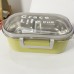 Korean style simple stainless steel two compartment lunch box with cutlery