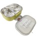 Korean style simple stainless steel two compartment lunch box with cutlery