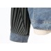 High quality spliced pleated sleeve denim top with temperament