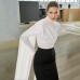 Solid color high neck ribbon fashion design high-end shirt for women