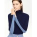 Double sided high neck knitted wool sweater women's color blocked knitted sweater temperament
