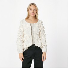 Handmade woven ball shaped heart-shaped long sleeved short sweater jacket for women