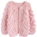 Handmade woven ball shaped heart-shaped long sleeved short sweater jacket for women