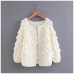 Handmade woven ball shaped heart-shaped long sleeved short sweater jacket for women