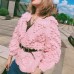Handmade woven ball shaped heart-shaped long sleeved short sweater jacket for women