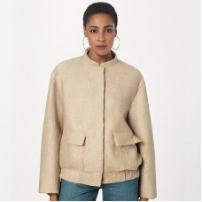 Golden bead jacket women's sequin stand up collar loose jacket jacket