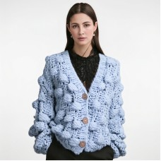 Hand woven loose short sweaters with coarse needles