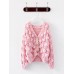Hand woven loose short sweaters with coarse needles
