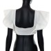 Square collar chest wrapped black fungus edge air layer white top
