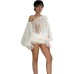One collar see through trumpet sleeve long sleeved T-shirt