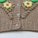 Sweater round neck long sleeved flower patchwork loose bar needle vintage knitted cardigan