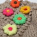 Sweater round neck long sleeved flower patchwork loose bar needle vintage knitted cardigan