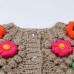 Sweater round neck long sleeved flower patchwork loose bar needle vintage knitted cardigan