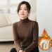 Thickened semi high neck Modal base sweater with added fleece women's autumn and winter high-end feeling black mid neck inner layer warm top