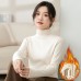 Thickened semi high neck Modal base sweater with added fleece women's autumn and winter high-end feeling black mid neck inner layer warm top