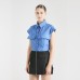 Four color sleeveless flip pocket short top