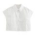 Four color sleeveless flip pocket short top