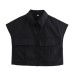 Four color sleeveless flip pocket short top
