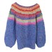 Flower sweater women's contrasting color hand hook three-dimensional flower round neck sweater women's lazy style spring and autumn long sleeved sweater