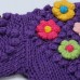 Autumn and winter new women's clothing color blocking flower splicing round neck long sleeved sweet and gentle purple needle swe