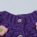 Autumn and winter new women's clothing color blocking flower splicing round neck long sleeved sweet and gentle purple needle swe