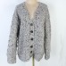 Glitter sweater cardigan women's gray long sleeved sweater lazy style loose French fashion V-neck single breasted sweater