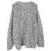 Glitter sweater cardigan women's gray long sleeved sweater lazy style loose French fashion V-neck single breasted sweater