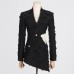 V-neck waist exposed long sleeved small suit for women