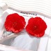 Handmade Fabric Layered Flower Earrings Bohemian Crystal Flower Heart Flower Earrings