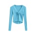 Spicy girl design V-neck chest rose long sleeved knitted sweater autumn new slim fit outerwear short cardigan top