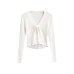 Spicy girl design V-neck chest rose long sleeved knitted sweater autumn new slim fit outerwear short cardigan top