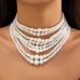 Multi layer imitation pearl women's necklace Baroque size bead French retro collar