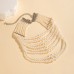 Multi layer imitation pearl women's necklace Baroque size bead French retro collar