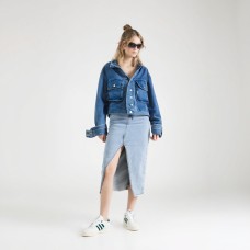 Autumn vintage loose workwear with large pockets casual silhouette short denim jacket