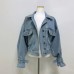 Autumn vintage loose workwear with large pockets casual silhouette short denim jacket