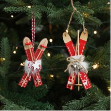 Christmas decorations, Nordic red wooden sled ornaments, Christmas tree decorations, small pendant accessories