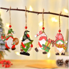 Christmas decorations, painted wooden ornaments, Christmas trees, faceless old man Rudolf Christmas ornaments