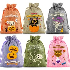 New Halloween Linen Drawstring Bag Drawstring Storage Bag Birthday Party Children Gift Bag Candy Bag