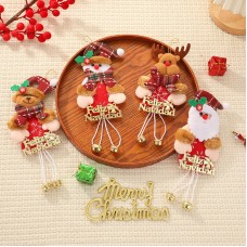 Christmas Party Decorations Cartoon Santa Claus Snowman Elk Pendant Christmas Tree Plush Doll Bell Pendant