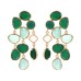 New product color blocking jelly water droplet tassel earrings light luxury long colored imitation gemstone earrings