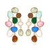 New product color blocking jelly water droplet tassel earrings light luxury long colored imitation gemstone earrings