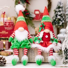 Christmas Decorations Red and Green Leg Hanging Dwarf Old Man Doll Faceless Doll Rudolf Ornament
