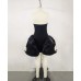 Black Color Women Sexy Strapless Florals Ball Grown Mini Bandage Dress Fashion Birthday Party Celebrate Cocktail Dress Wholesale