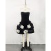 Black Color Women Sexy Strapless Florals Ball Grown Mini Bandage Dress Fashion Birthday Party Celebrate Cocktail Dress Wholesale