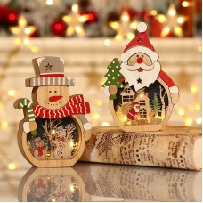 Christmas decorations, illuminated Santa Claus wooden ornaments, hotel window displays, Christmas gifts