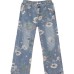 American street printed jeans for men, autumn fashion brand Vibe style, loose and versatile design, floor length wide leg pants American street printed jeans for men, autumn fashion brand Vibe style, loose and versatile design, floor length wide leg pants