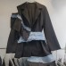 New high-end design single shoulder hollowed out loose heavy-duty denim patchwork suit top