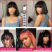 Middle Part 3X1 Hd Lace Wig Bone Straight Human Hair Wigs With Bangs Short Bob Wigs Full Machine Made Short Bob Human Hair Wigs
